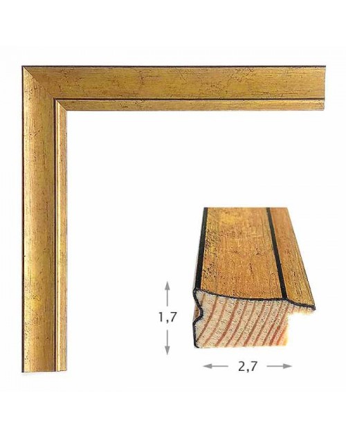 Κορνίζα ξύλινη 2,7 εκ. χρυσή αντικέ 315-91